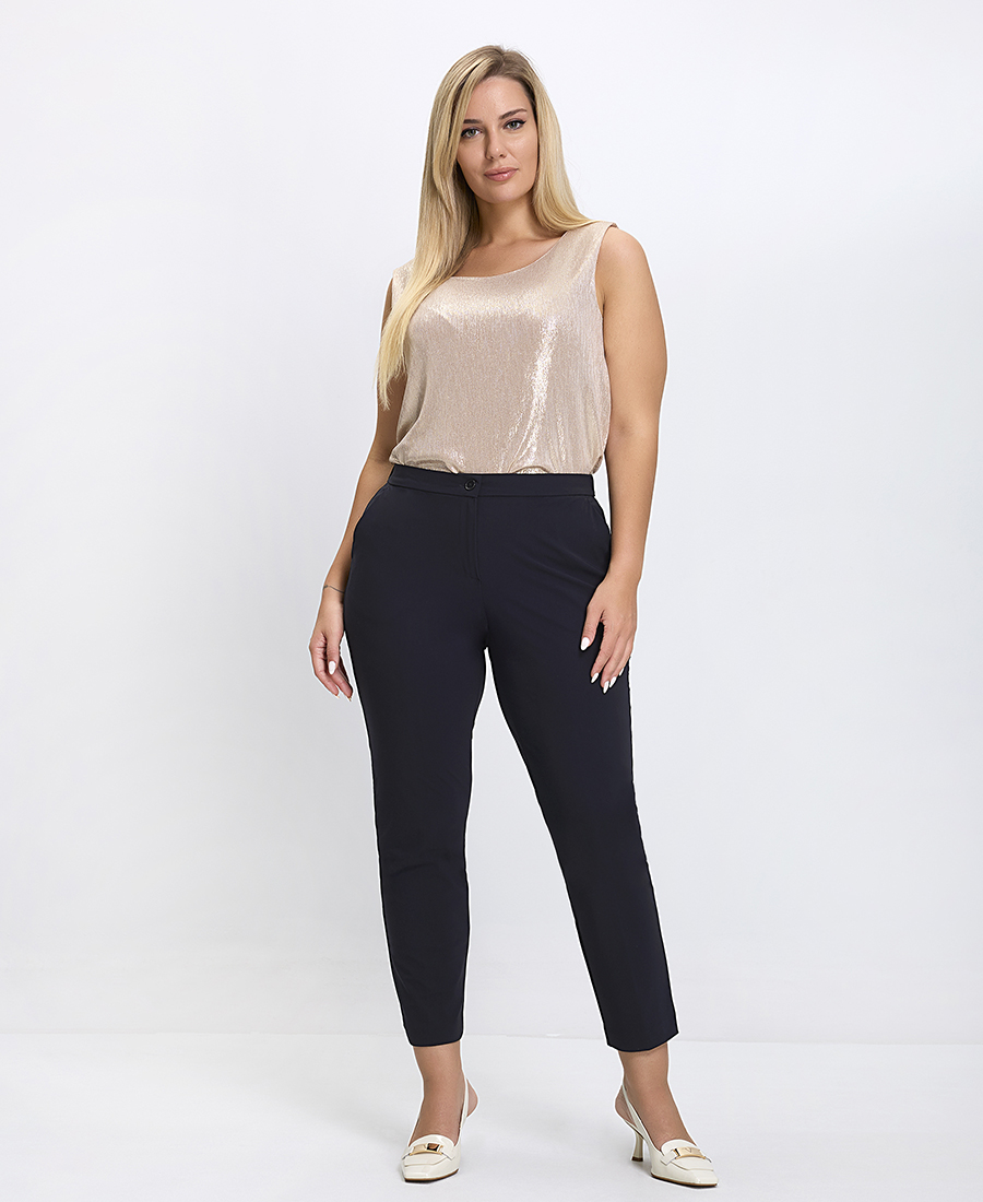 Γυναικείο Cropped Παντελόνι με Ελαστική Υφή Slim Fit σε Μαύρο φωτογραφία