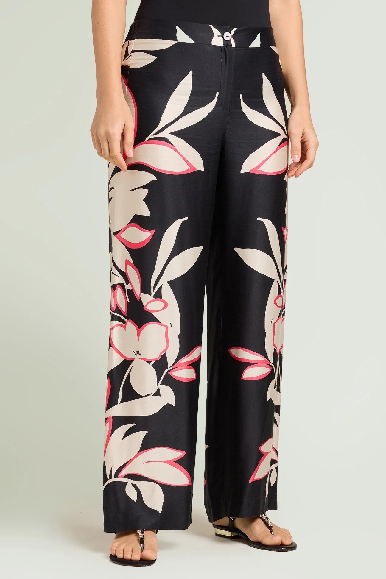 Luisa Viola Luisa Viola Γυναικείο Παντελόνι Εμπριμέ Με Σατέν Υφή