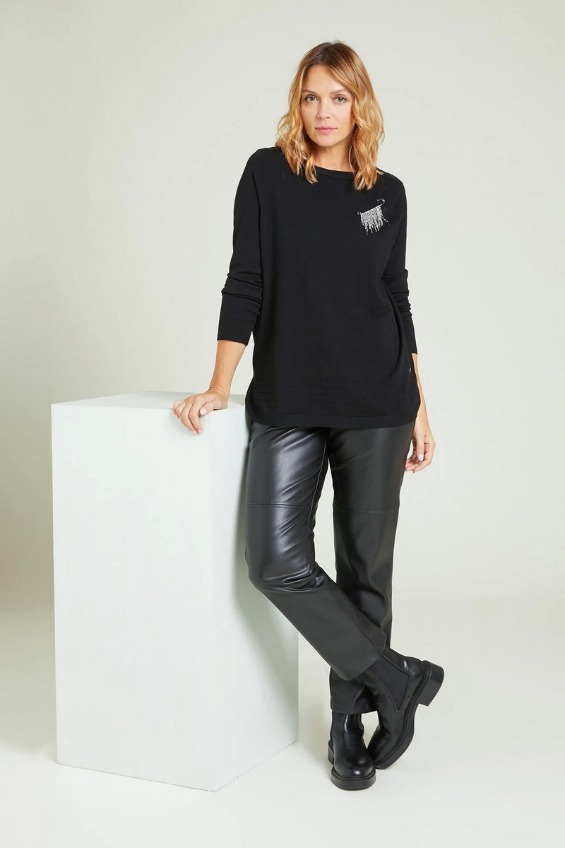 Luisa Viola Γυναικείο Παντελόνι Regular Fit 100% Polyester Μαύρο φωτογραφία