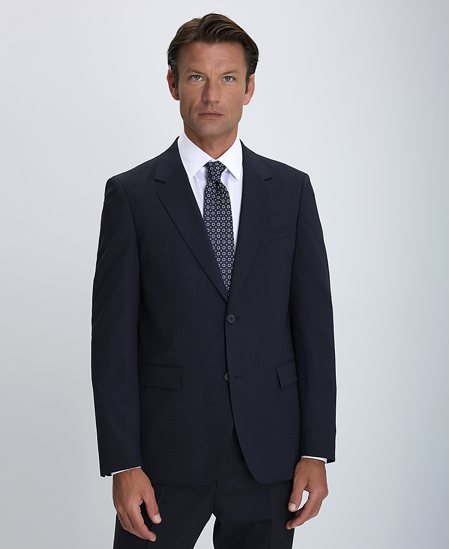 BOSS Ανδρικό Μάλλινο Κοστούμι Slim Fit Σκούρο Μπλε φωτογραφία