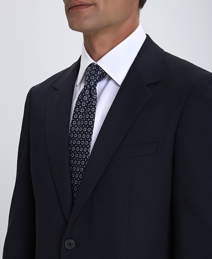 BOSS Ανδρικό Μάλλινο Κοστούμι Slim Fit Σκούρο Μπλε φωτογραφία