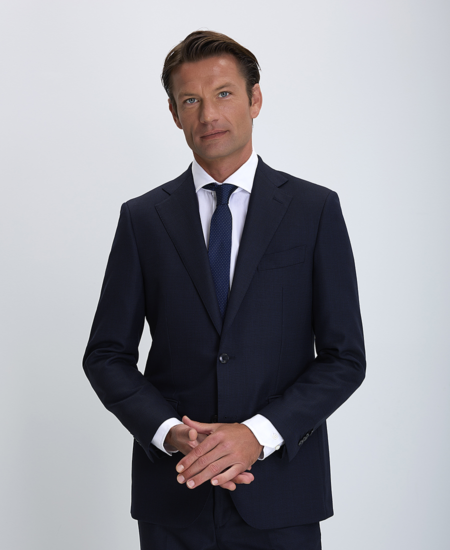 Kaiserhoff Ανδρικό Κοστούμι Κλασική Γραμμή 100% Μαλλί Σκούρο Μπλε φωτογραφία