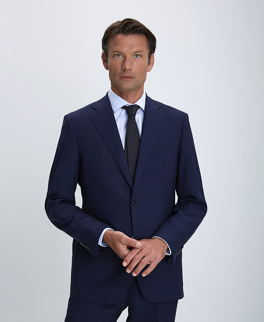 Kaiserhoff Ανδρικό Κοστούμι Κλασικής Γραμμής 100% Μαλλί Σκούρο Μπλε φωτογραφία