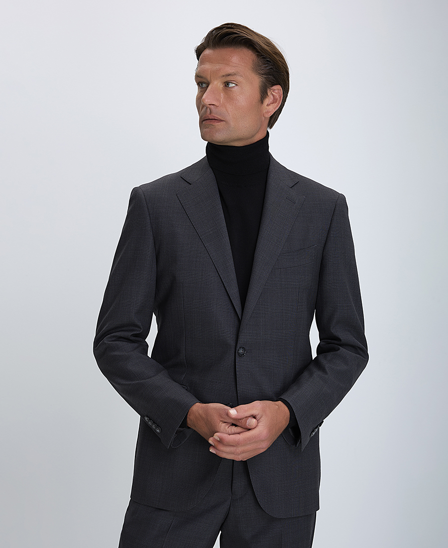 Kaiserhoff Ανδρικό Κοστούμι Hand Tailored Modern Fit σε Γκρι Καρό φωτογραφία