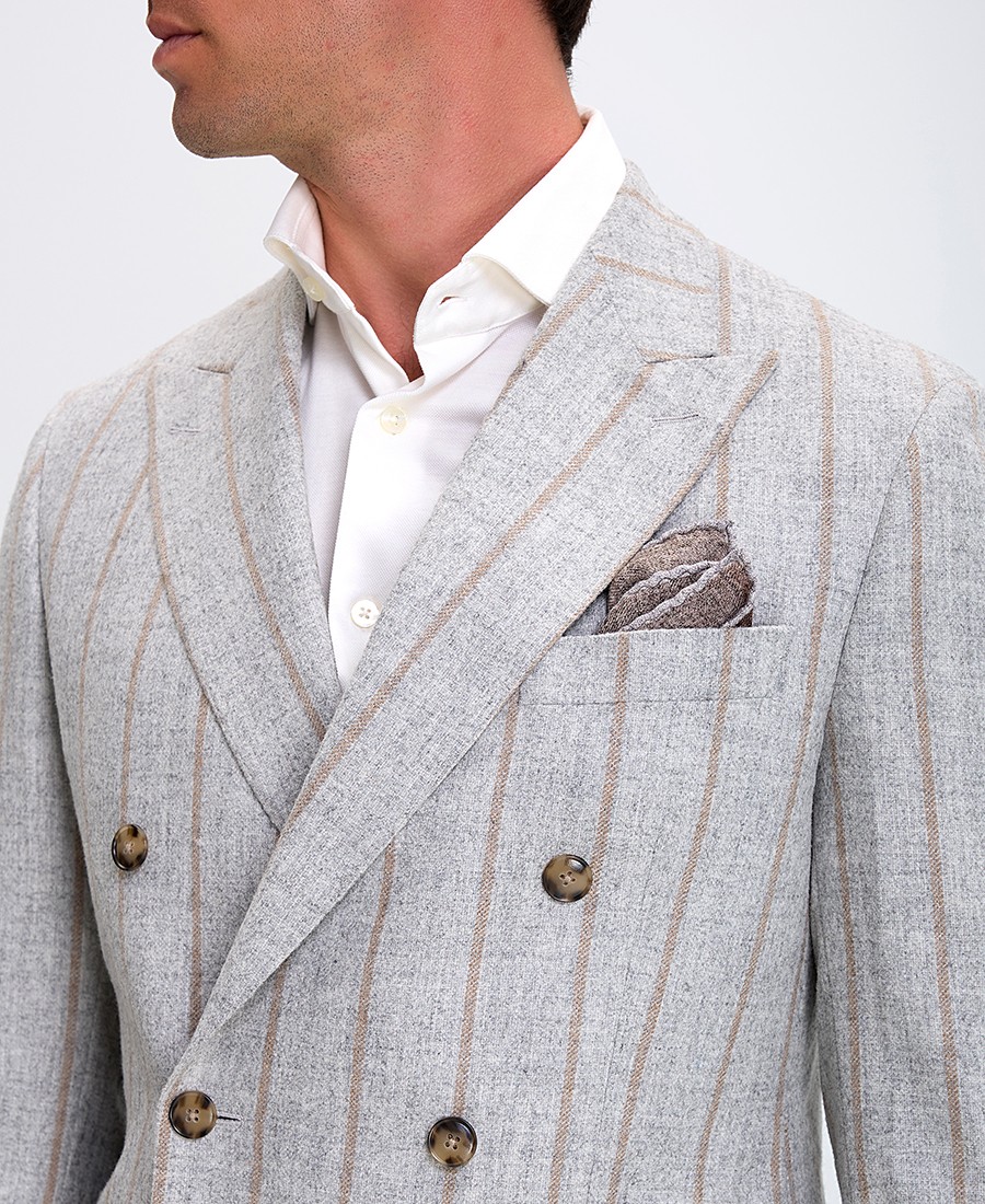 HD x Vardas Ανδρικό Κοστούμι Slim Fit Ριγέ Ανοιχτό Γκρι φωτογραφία