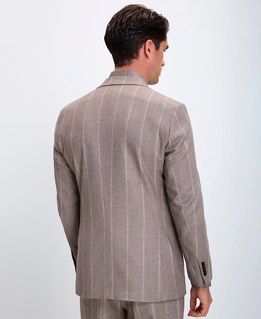 HD x Vardas Ανδρικό Κοστούμι Slim Fit Ανοιχτό Καφέ Ριγέ φωτογραφία