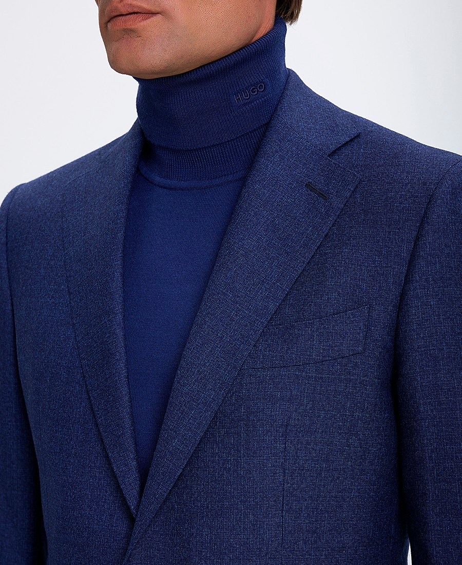 HD x Vardas Ανδρικό Κοστούμι Woven Wool Slim Fit Μπλε φωτογραφία