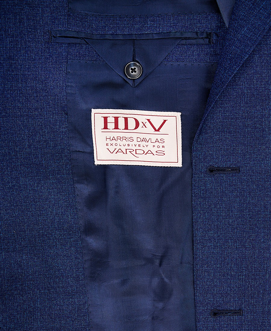 HD x Vardas Ανδρικό Κοστούμι Woven Wool Slim Fit Μπλε φωτογραφία