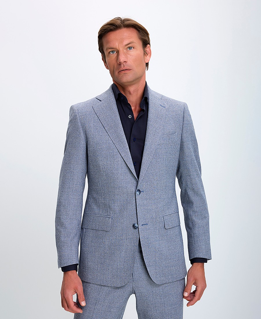 HD x Vardas Ανδρικό Κοστούμι Woven Wool & Cashmere Slim Fit Ανοιχτό Μπλε φωτογραφία