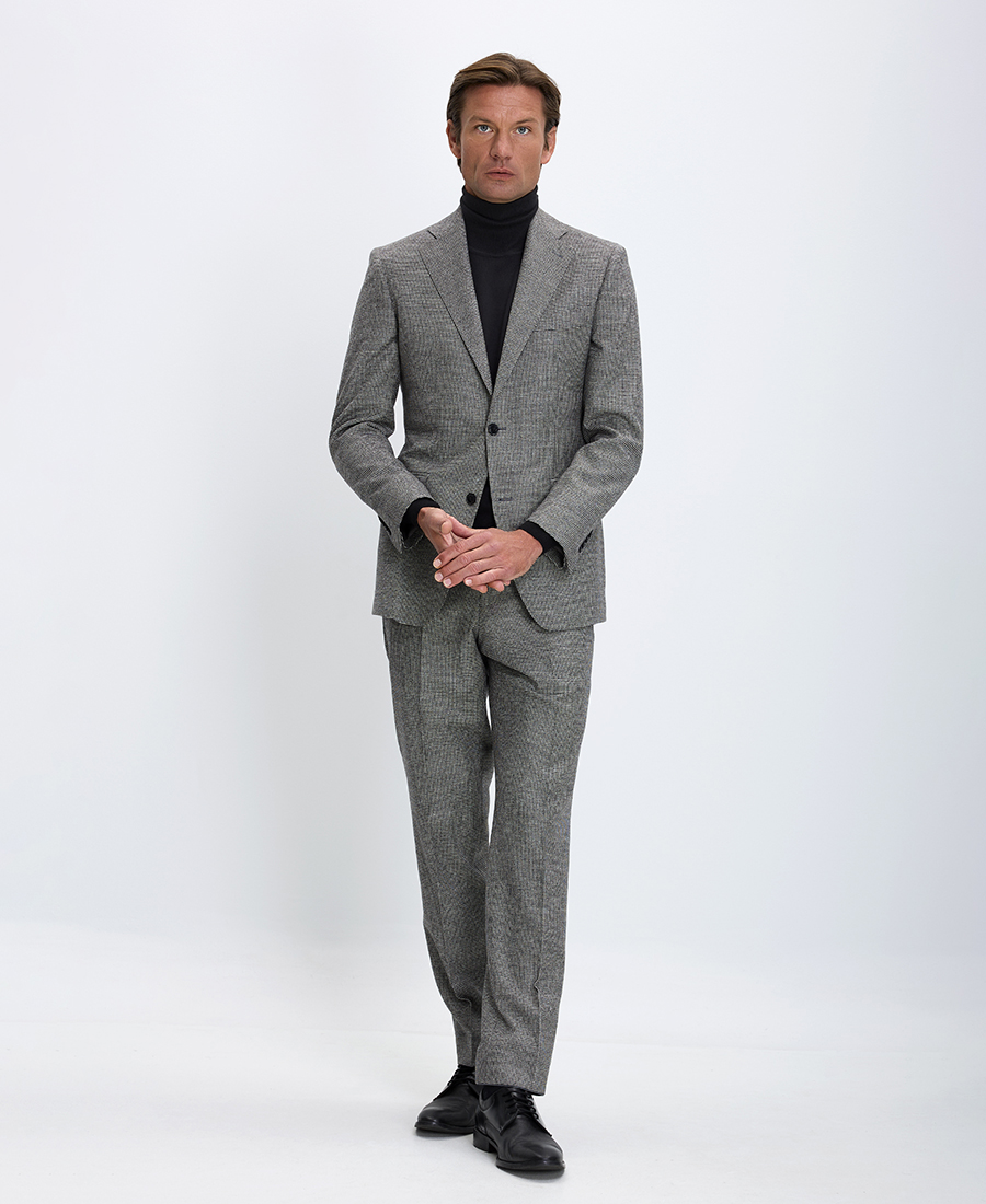 Hd X Vardas HD x Vardas Ανδρικό Κοστούμι Woven Wool & Cashmere Slim Fit Γκρι