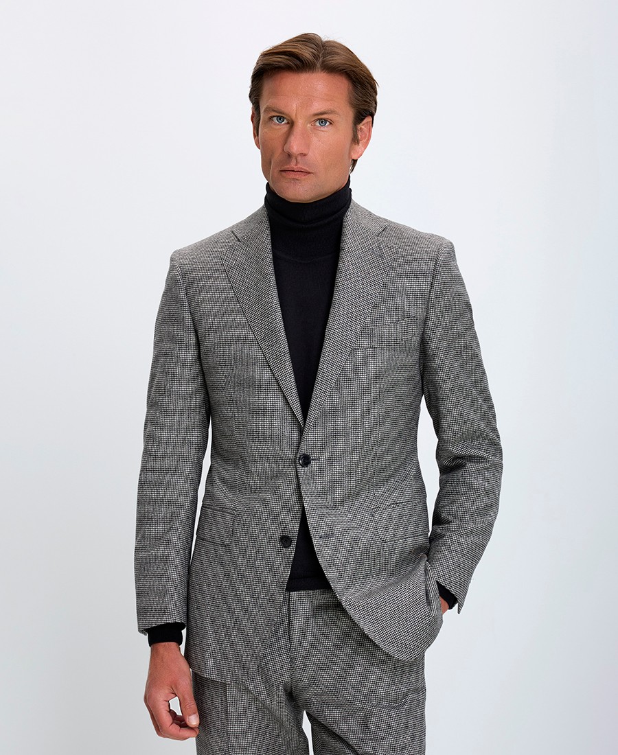HD x Vardas Ανδρικό Κοστούμι Woven Wool & Cashmere Slim Fit Γκρι φωτογραφία