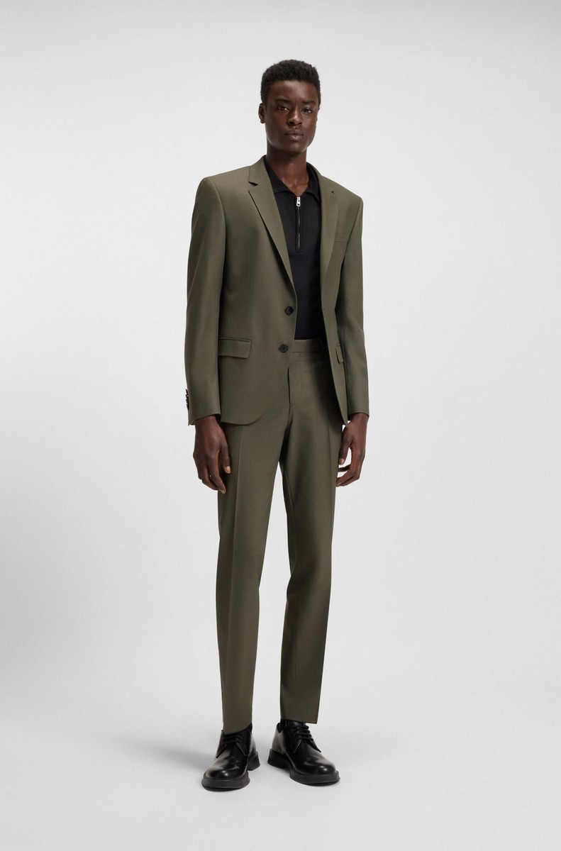 Hugo Boss Ανδρικό Κοστούμι Slim Fit Χακί