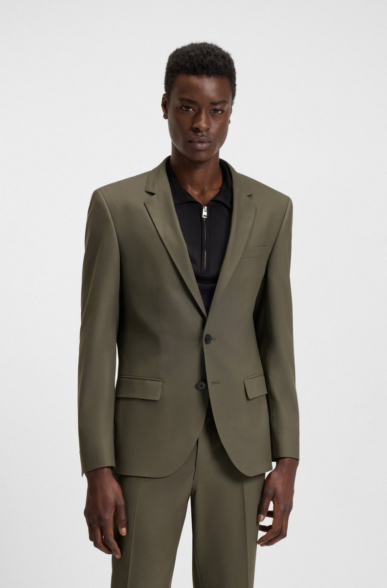 Boss Ανδρικό Κοστούμι Slim Fit Χακί φωτογραφία
