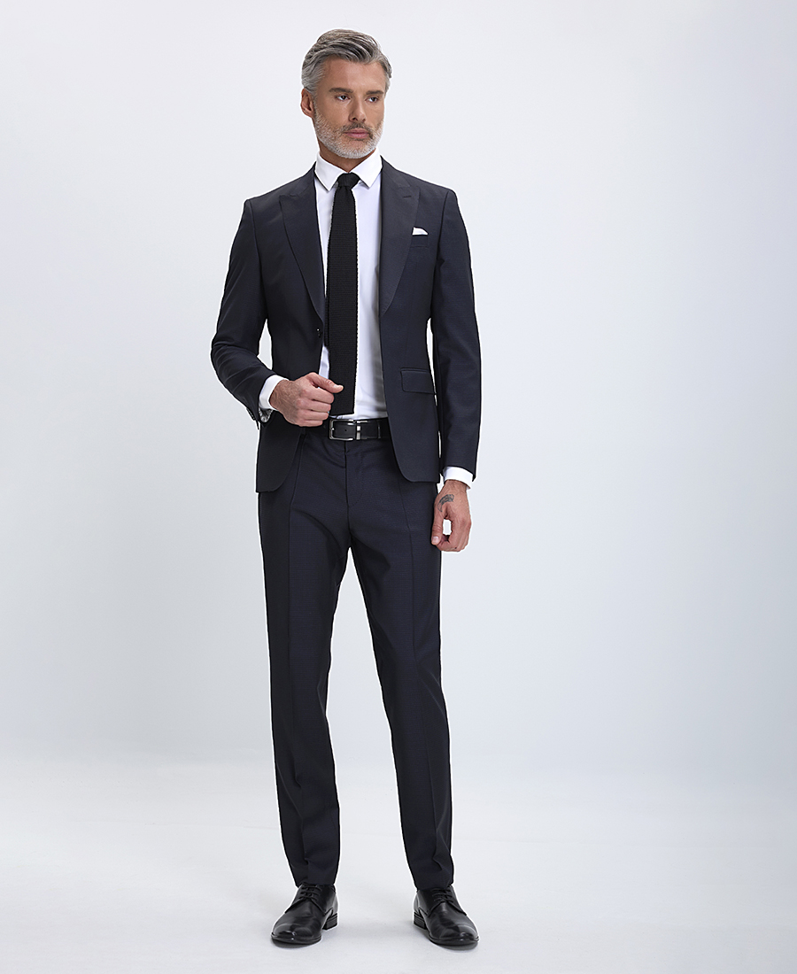 Boss Boss Κοστούμι με Μικροσχέδιο Slim Fit σε Μπλε Σκούρο