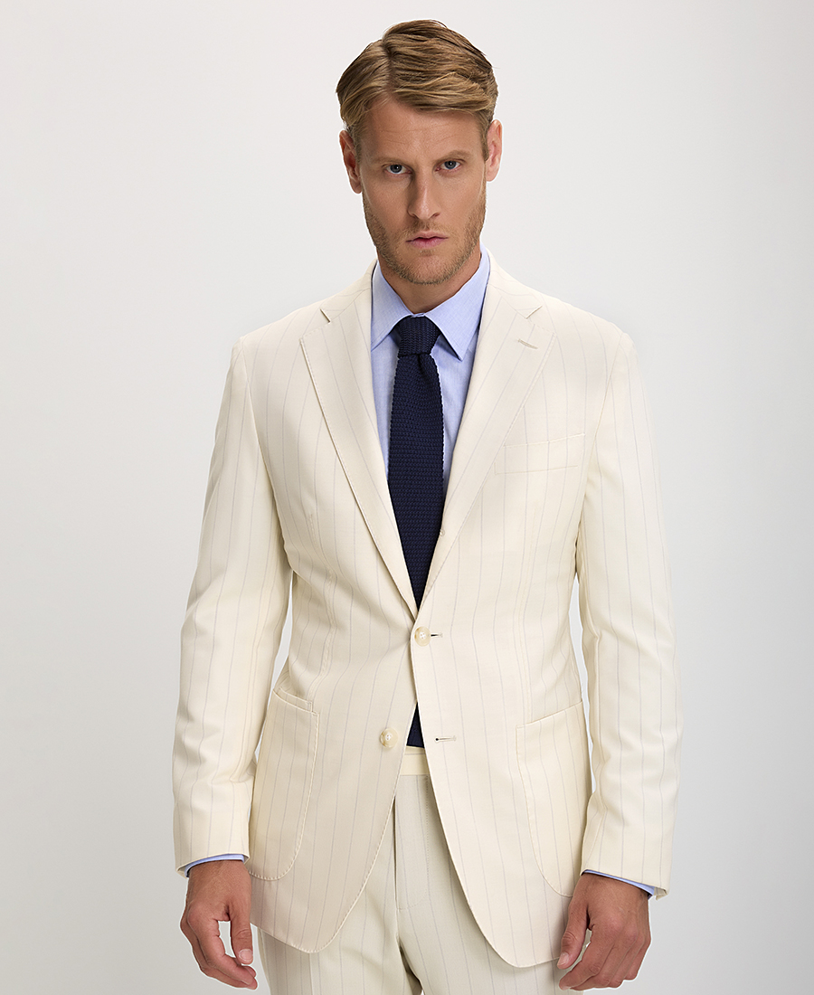 Hd X Vardas Ανδρικό Κοστούμι Υπόλευκο με Ρίγα στην Ύφανση φωτογραφία