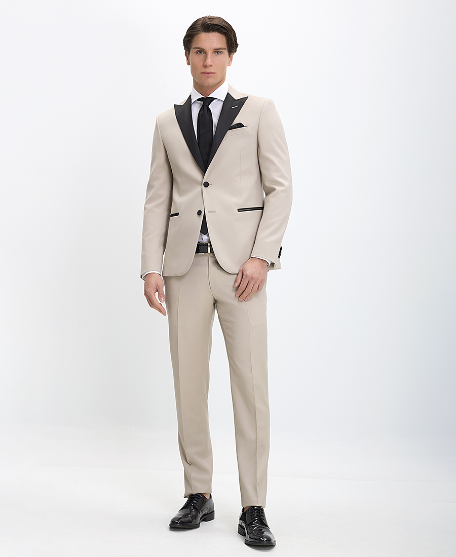 CC Collection Corneliani CC Collection Corneliani Ανδρικό Κοστούμι Tuxedo με Διχρωμία Σακακιού Slim Fit