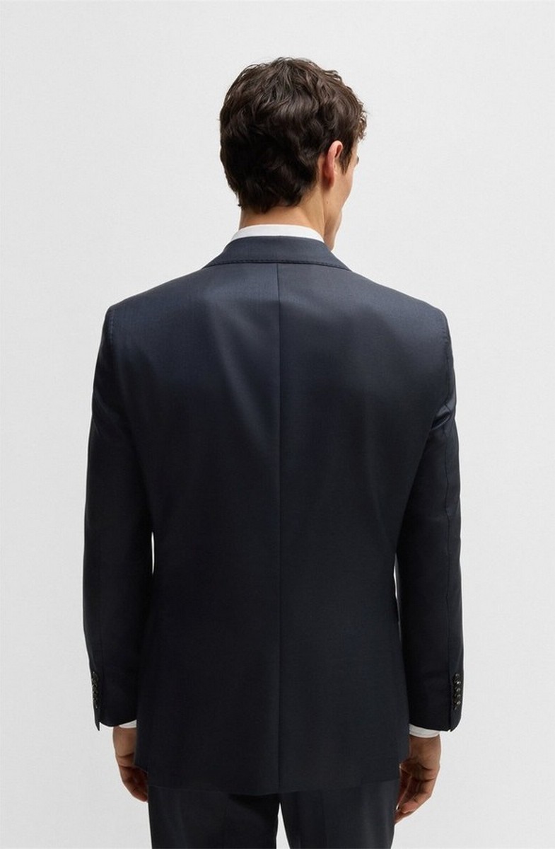 Boss Ανδρικό Κοστούμι Regular Fit Μάλλινο Μετάξι Μπλε Σκούρο φωτογραφία