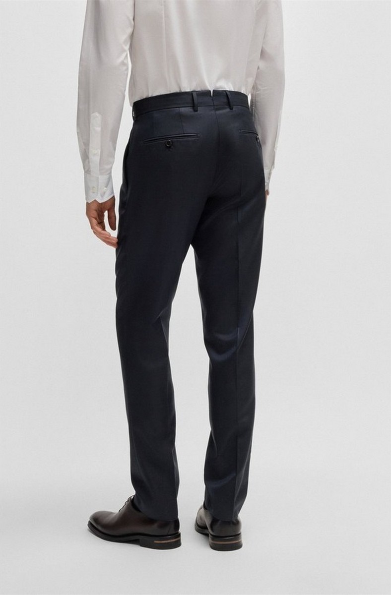 Boss Ανδρικό Κοστούμι Regular Fit Μάλλινο Μετάξι Μπλε Σκούρο φωτογραφία