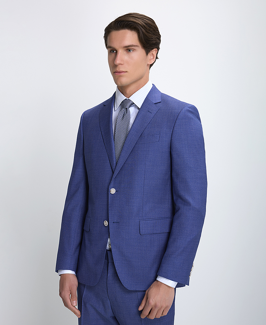 Boss Ανδρικό Κοστούμι με Μικρομοτίβο Slim Fit σε Μπλε φωτογραφία