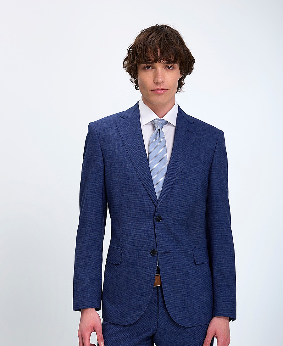 Kaiser Hoff Ανδρικό Κοστούμι Slim Fit Μάλλινο Merino Extrafine Μπλε φωτογραφία