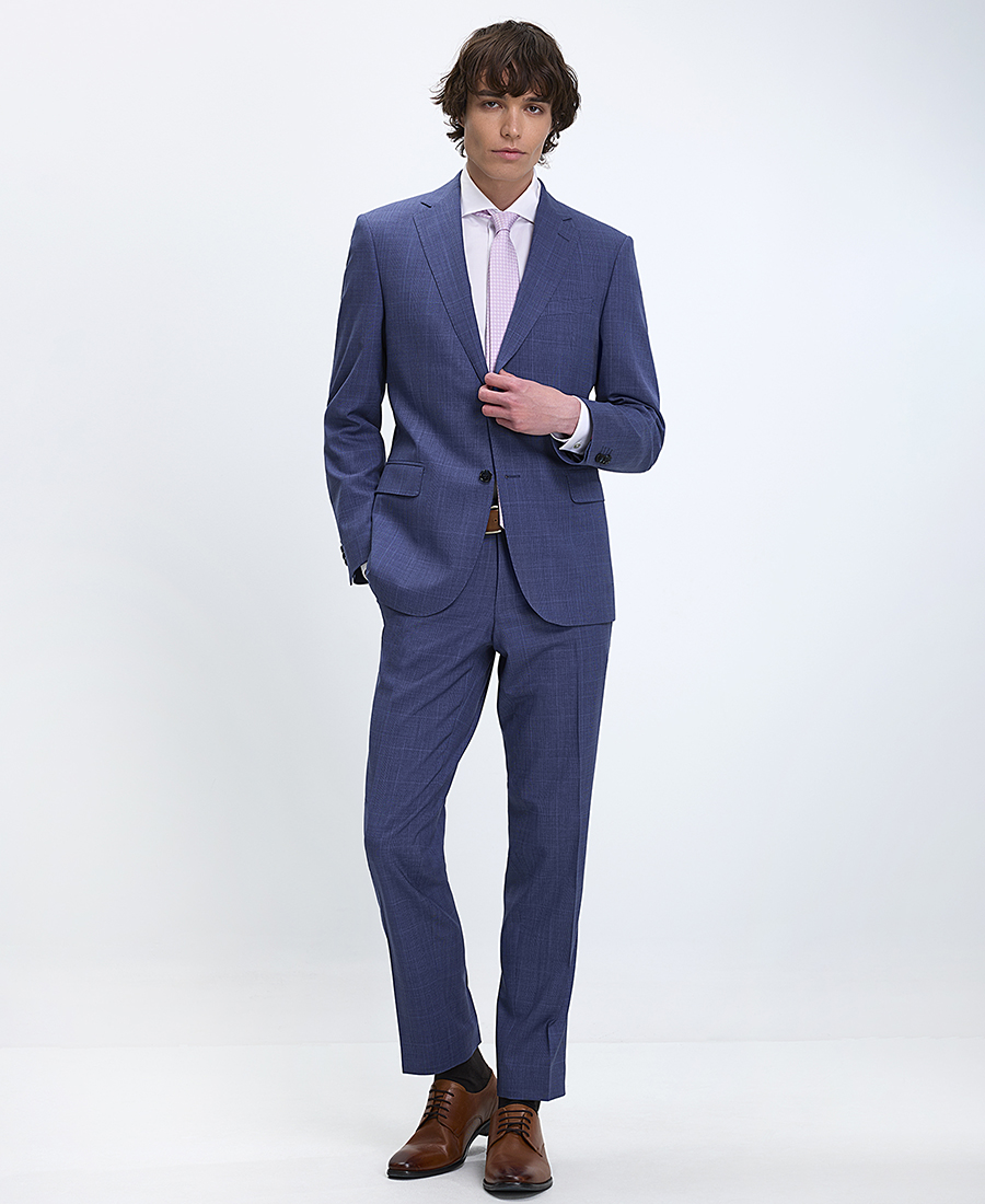 Kaiserhoff Kaiser Hoff Ανδρικό Κοστούμι Slim Fit Μάλλινο Super 110’s Μπλε