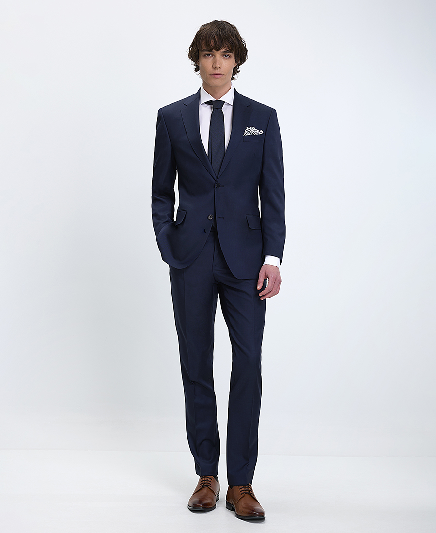 Vardas Vardas Ανδρικό Κοστούμι Slim Fit Μάλλινο Super 110’s Μπλε