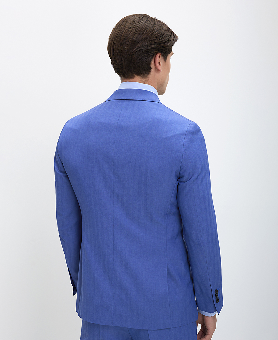 Hd x Vardas Ανδρικό Κοστούμι Wool σε Minimal Γραμμή Slim Fit σε Μπλε φωτογραφία