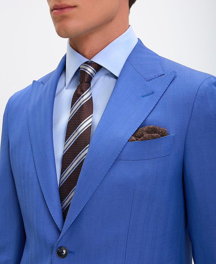 Hd x Vardas Ανδρικό Κοστούμι Wool σε Minimal Γραμμή Slim Fit σε Μπλε φωτογραφία