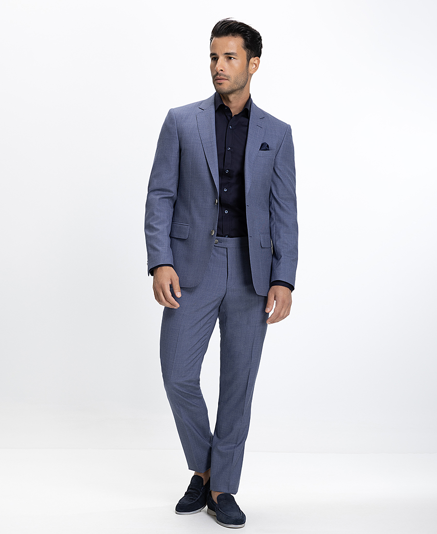 Hd x Vardas Ανδρικό Κοστούμι Slim Fit με Μετάξι Μπλε