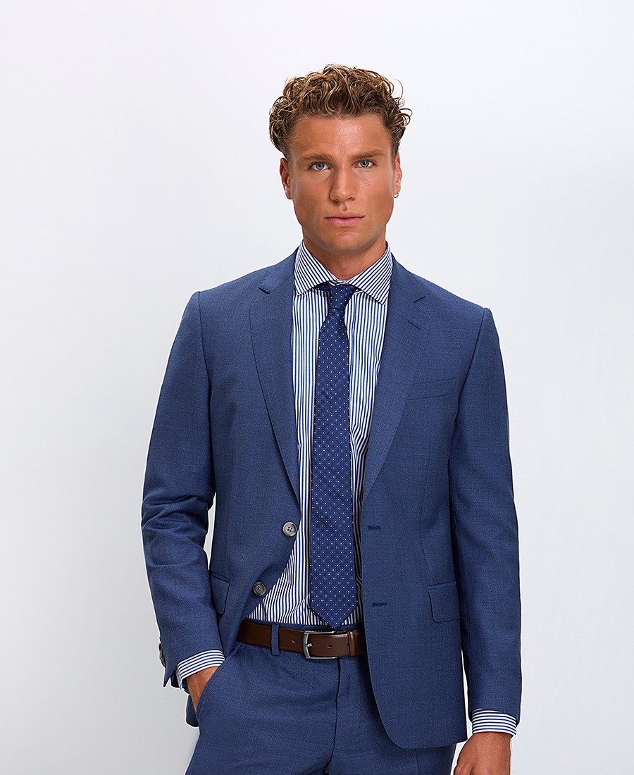 HD x Vardas Ανδρικό Κοστούμι Modern Fit σε Μπλε Ραφ φωτογραφία