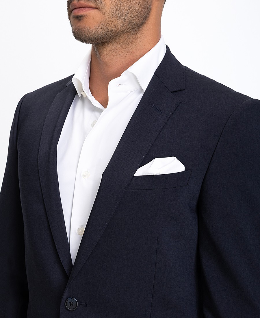 Vardas Ανδρικό Κοστούμι Slim Fit με Γιακά Notch από Μάλλινο Μείγμα Μπλε Σκούρο φωτογραφία