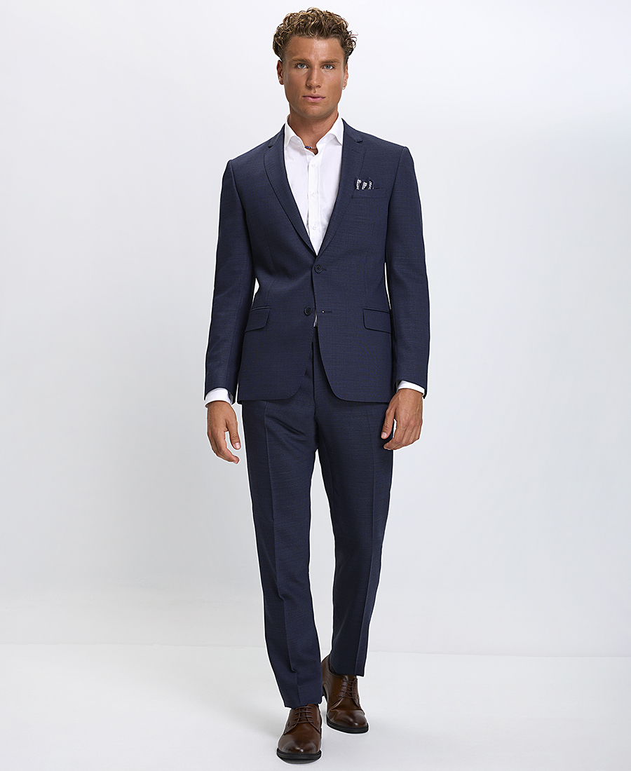 Vardas Vardas Ανδρικό Κοστούμι Modern Fit με Μικροσχέδιο σε Μπλε