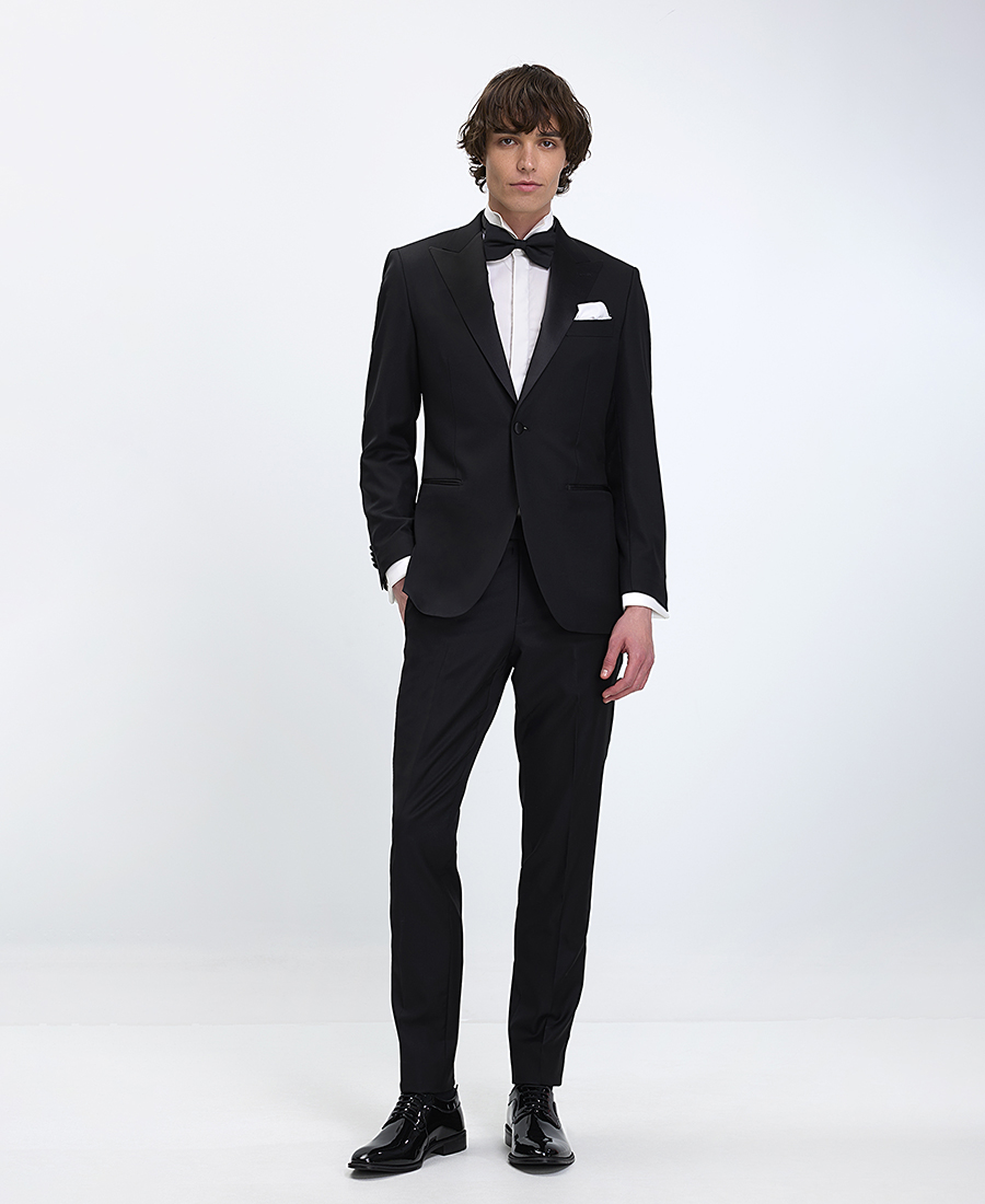 Vardas Ανδρικό Tuxedo Slim Fit Μαύρο Με Σατέν Πέτο
