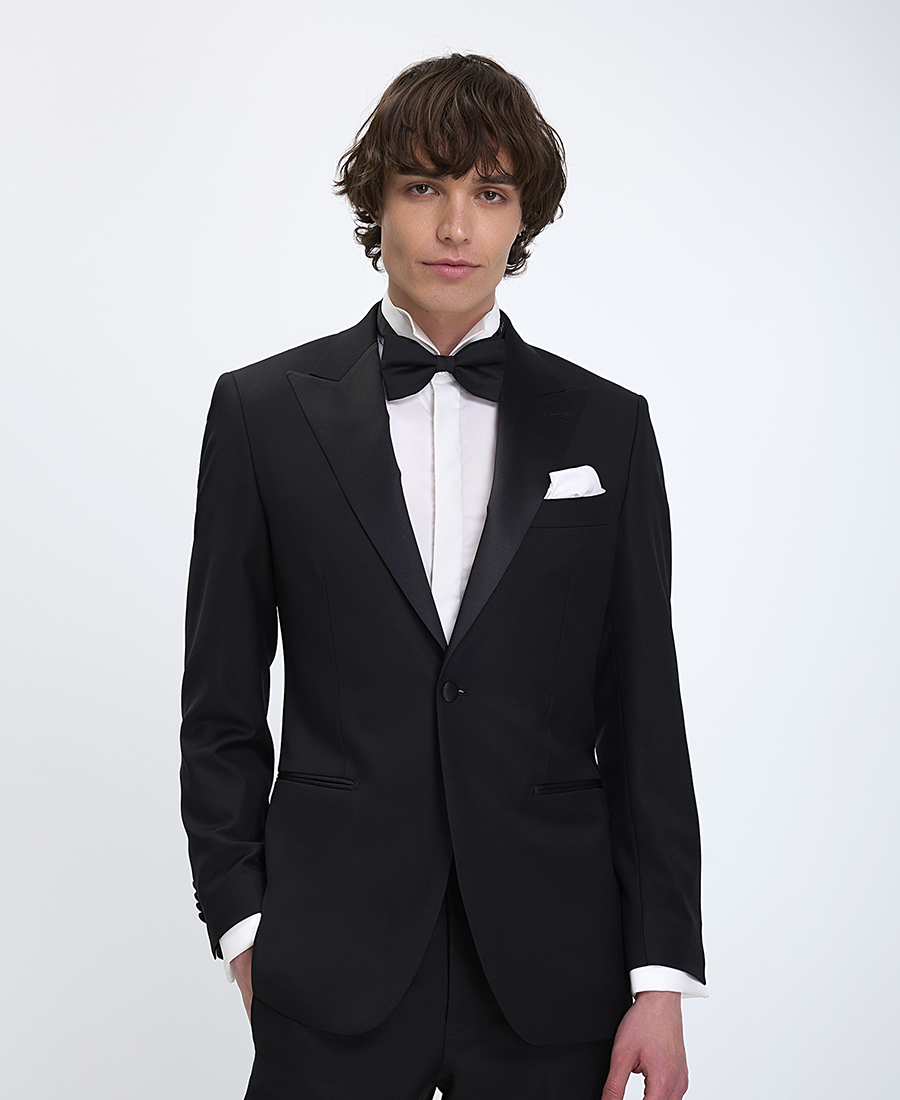 Vardas Ανδρικό Tuxedo Slim Fit Μαύρο Με Σατέν Πέτο φωτογραφία