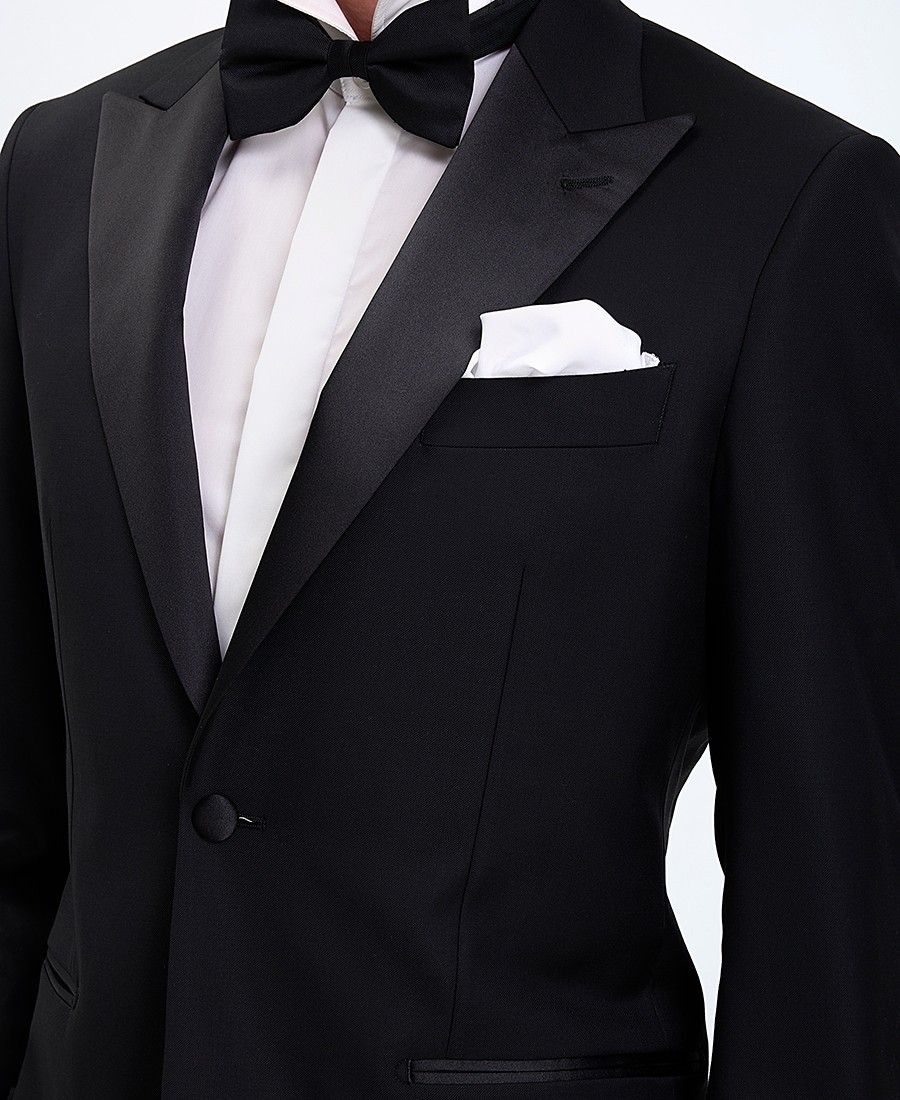 Vardas Ανδρικό Tuxedo Slim Fit Μαύρο Με Σατέν Πέτο φωτογραφία