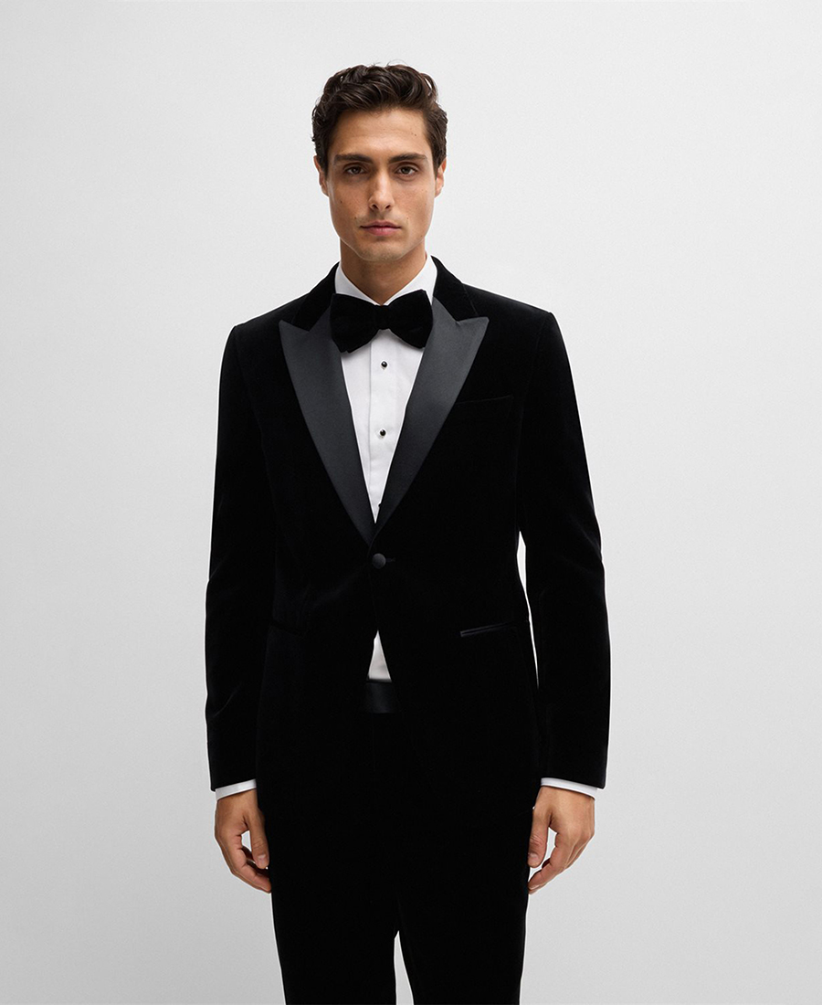 Boss Boss Ανδρικό Σακάκι Tuxedo Velvet Slim Fit σε Μαύρο