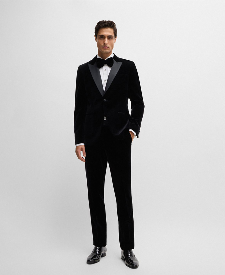 Boss Ανδρικό Σακάκι Tuxedo Velvet Slim Fit σε Μαύρο φωτογραφία