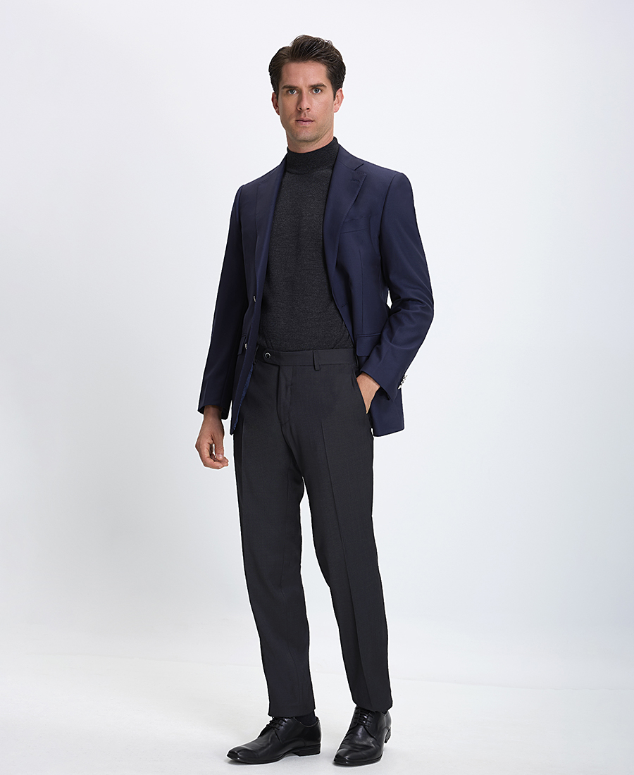 HD x Vardas Ανδρικό Σακάκι Slim Fit από Μαλλί Σκούρο Μπλε φωτογραφία