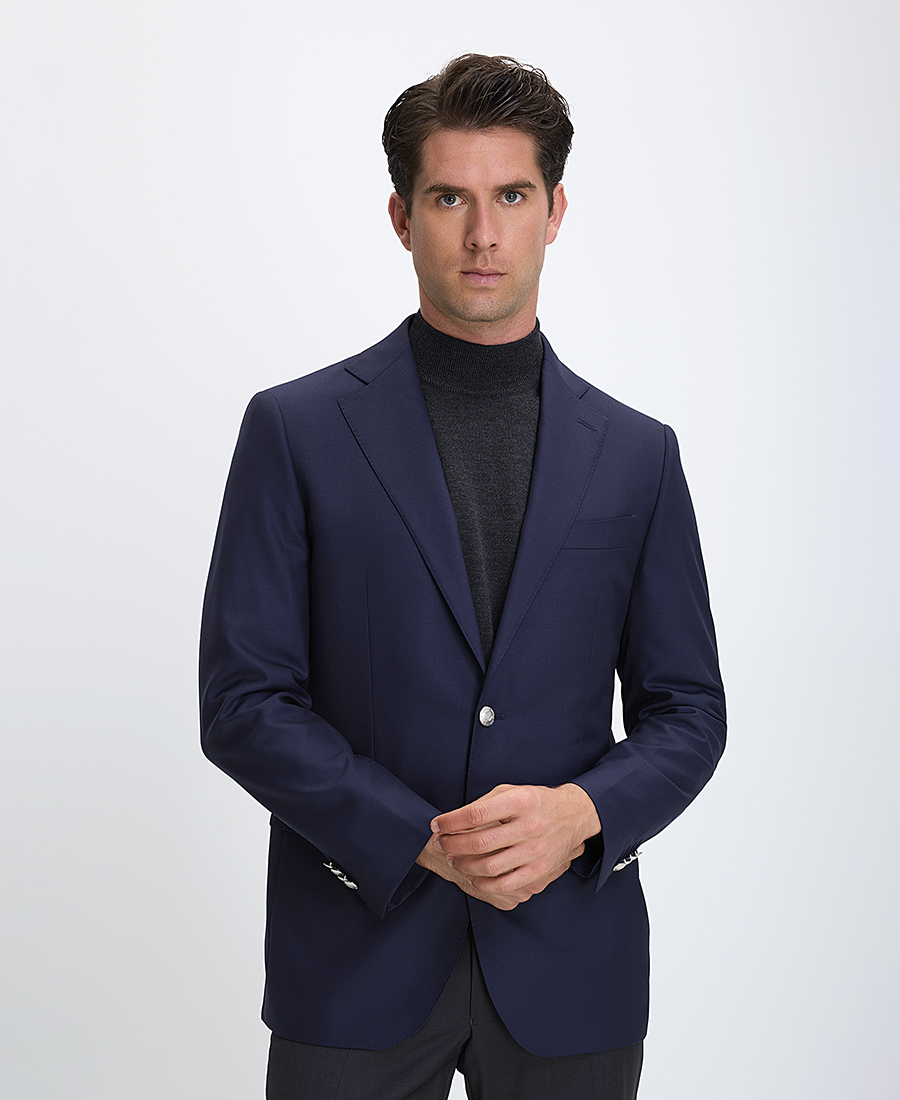 HD x Vardas Ανδρικό Σακάκι Slim Fit από Μαλλί Σκούρο Μπλε φωτογραφία