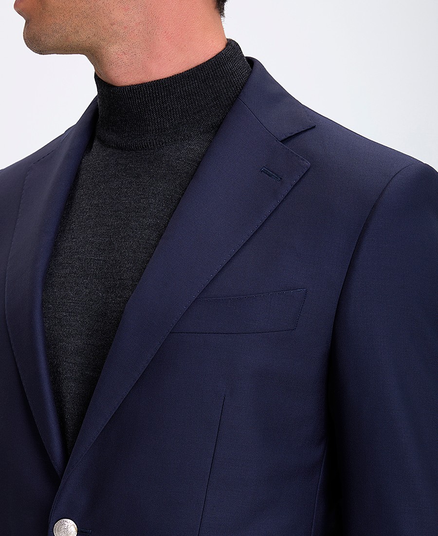 HD x Vardas Ανδρικό Σακάκι Slim Fit από Μαλλί Σκούρο Μπλε φωτογραφία