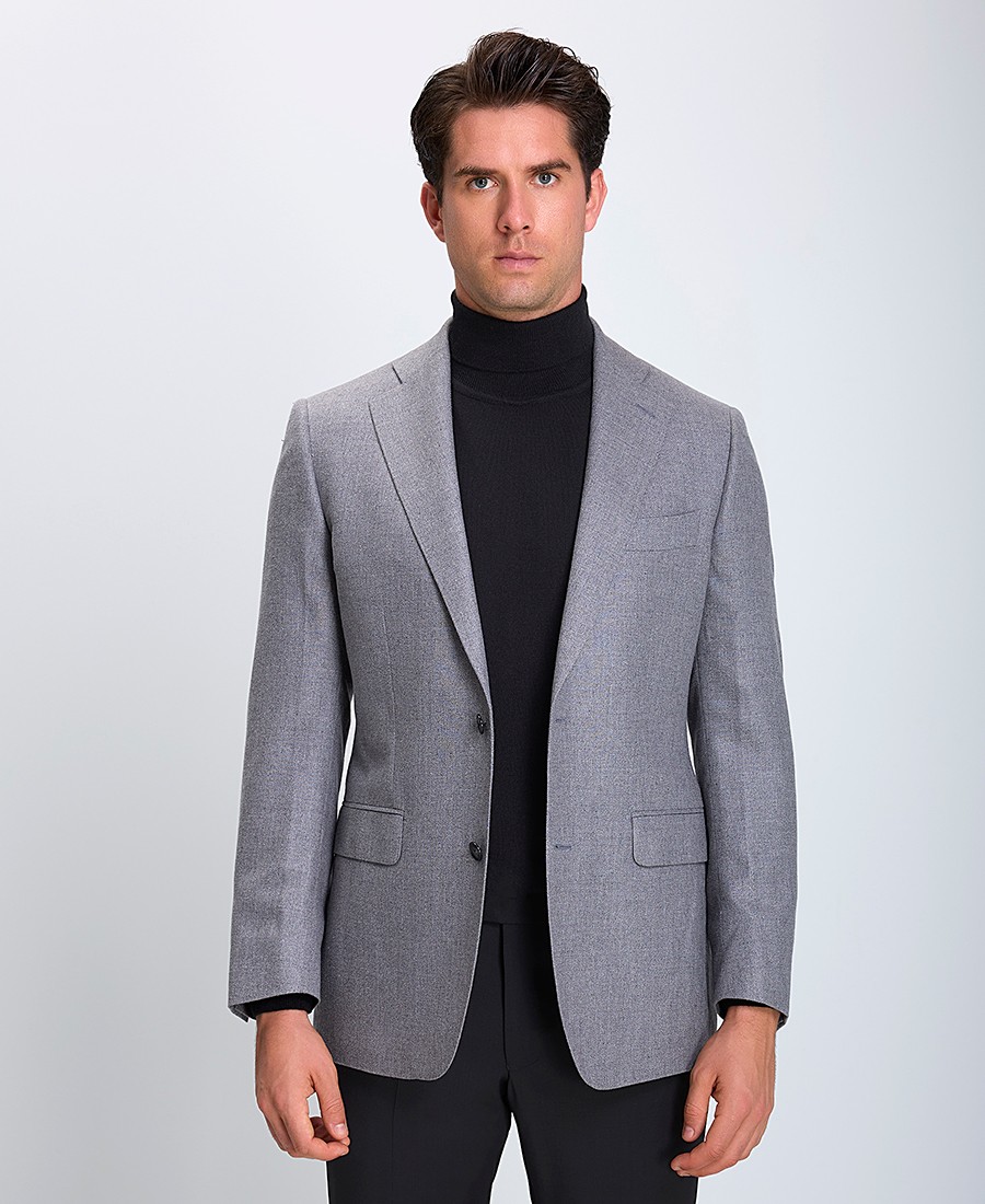 HD x Vardas Ανδρικό Σακάκι Slim Fit Μετάξι & Μαλλί Σκούρο Γκρι