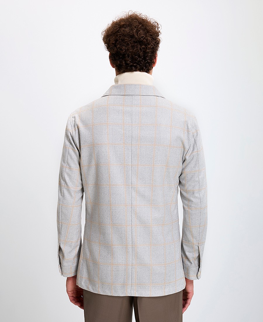 Hd x Vardas Ανδρικό Σακάκι Wool με Εξωτερικές Τσέπες Modern Fit σε Καρό Γκρι φωτογραφία