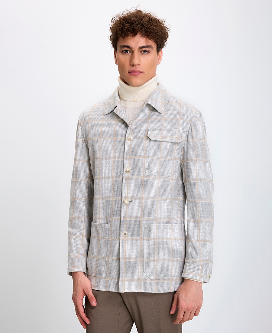 Hd x Vardas Ανδρικό Σακάκι Wool με Εξωτερικές Τσέπες Modern Fit σε Καρό Γκρι φωτογραφία