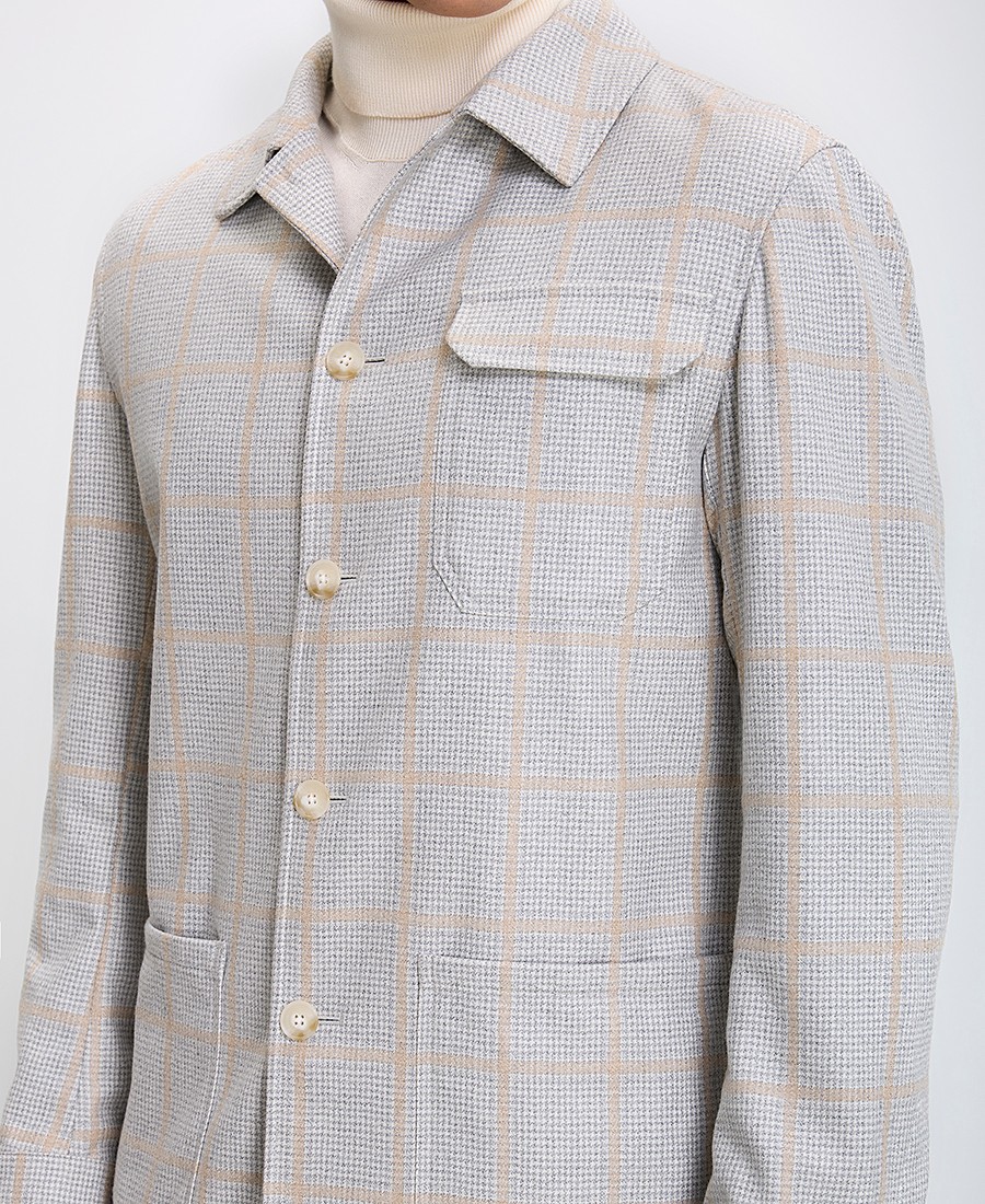 Hd x Vardas Ανδρικό Σακάκι Wool με Εξωτερικές Τσέπες Modern Fit σε Καρό Γκρι φωτογραφία