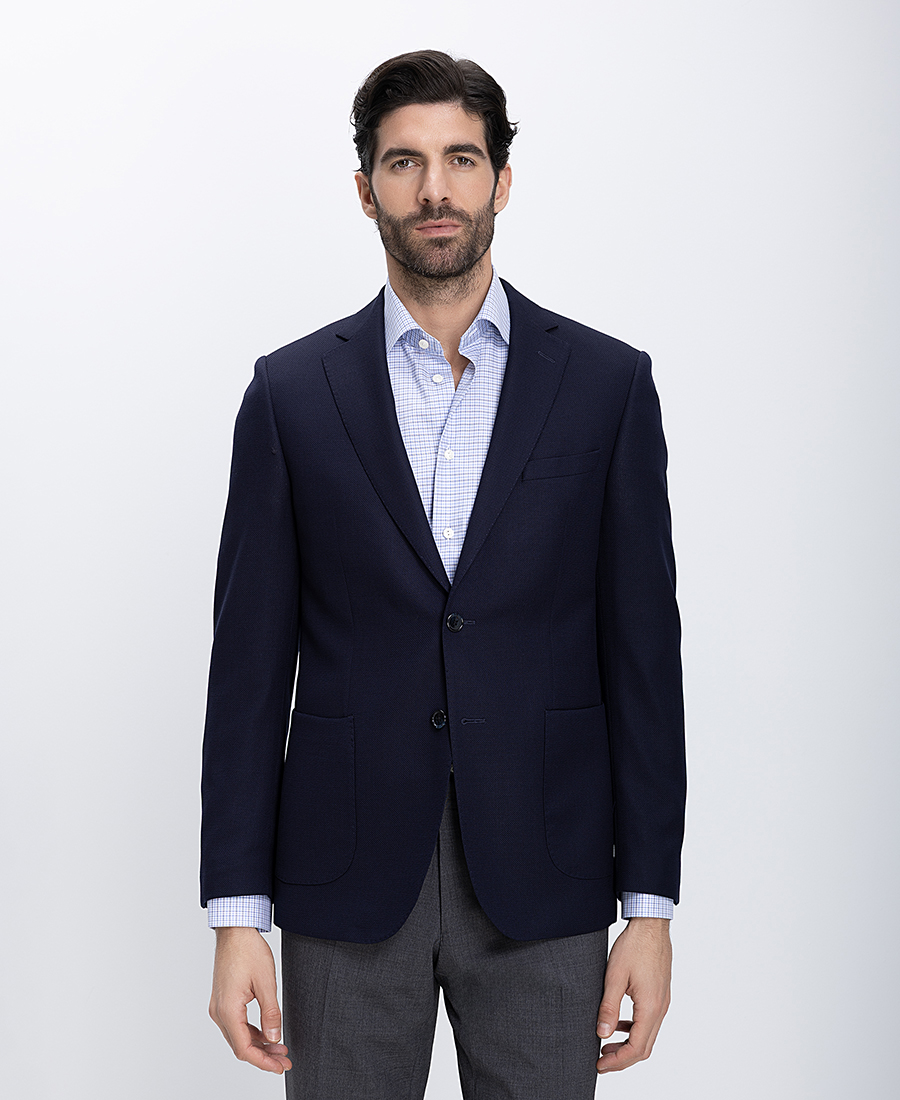 Kaiser Hoff Ανδρικό Σακάκι Με Patch Εξωτερικές Τσέπες Μάλλινο