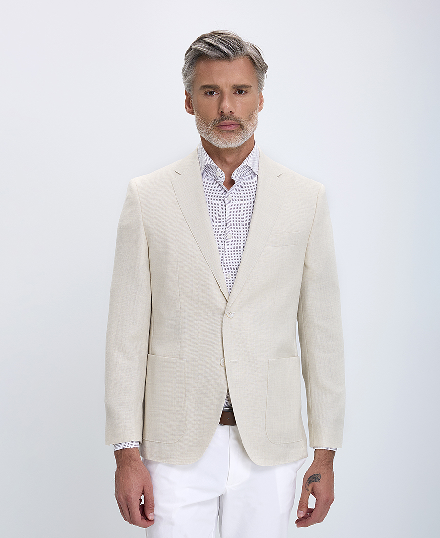 Boss Σακάκι με Μικροσχέδιο Modern Fit σε Εκρού φωτογραφία