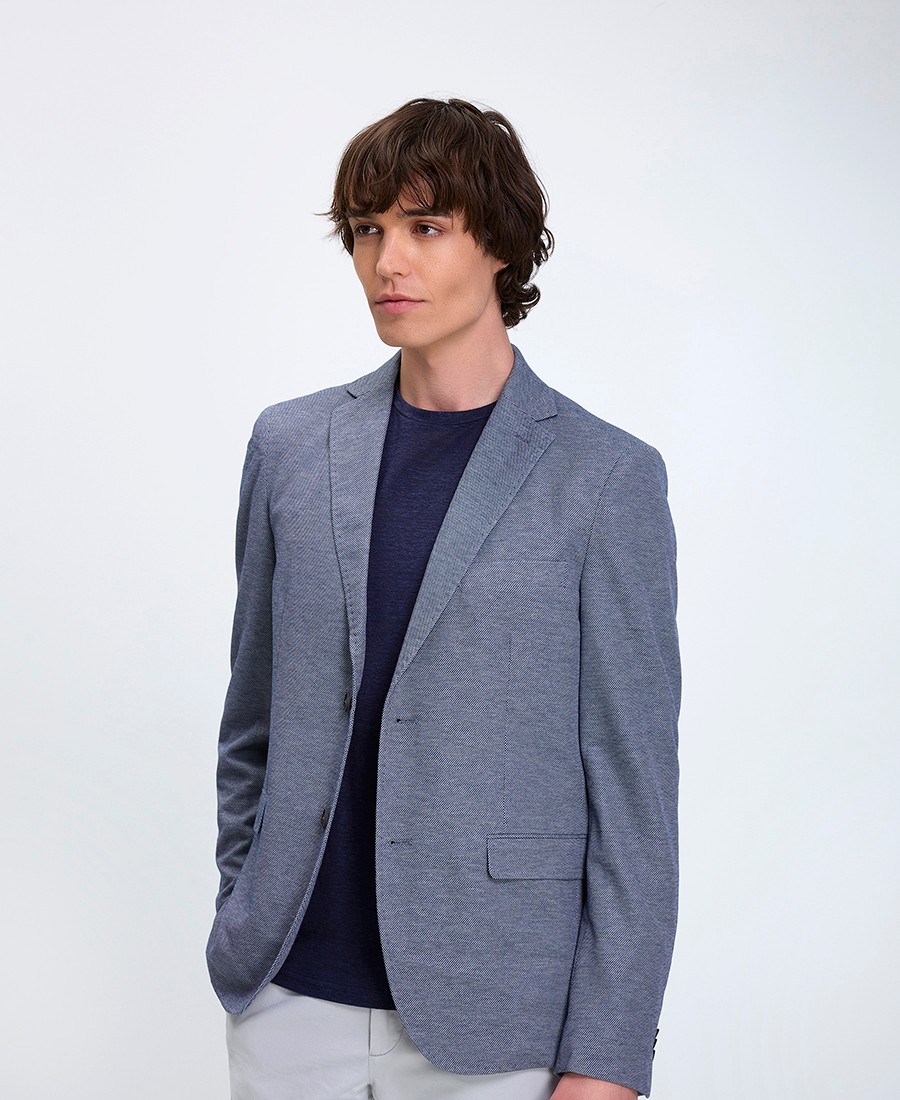 Donini Ανδρικό Σακάκι με Ανάγλυφη Πλέξη Modern Fit σε Μπλε