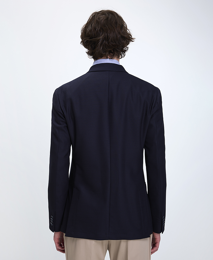 CC Collection Corneliani Ανδρικό Σακάκι Slim Fit Παρθένο Μαλλί Μπλε Σκούρο φωτογραφία