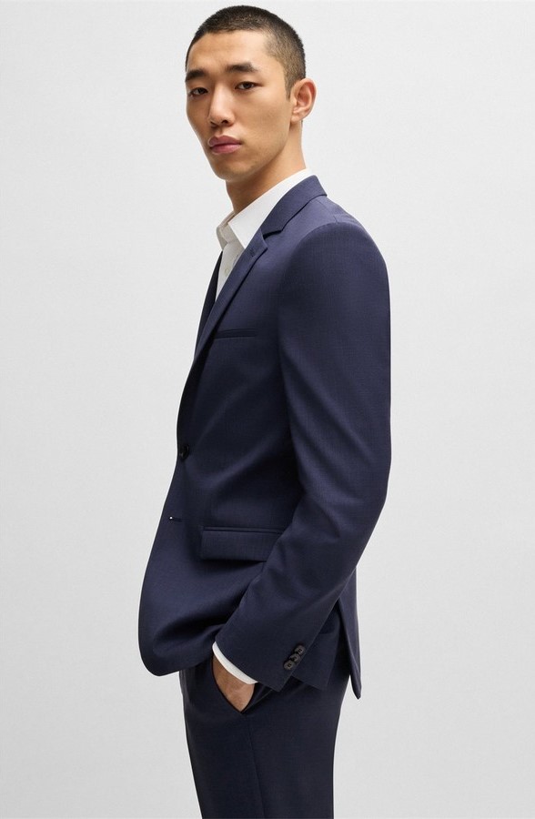 Hugo Ανδρικό Σακάκι Extra-Slim Fit Από Μελανζέ Παρθένο Μαλλί φωτογραφία