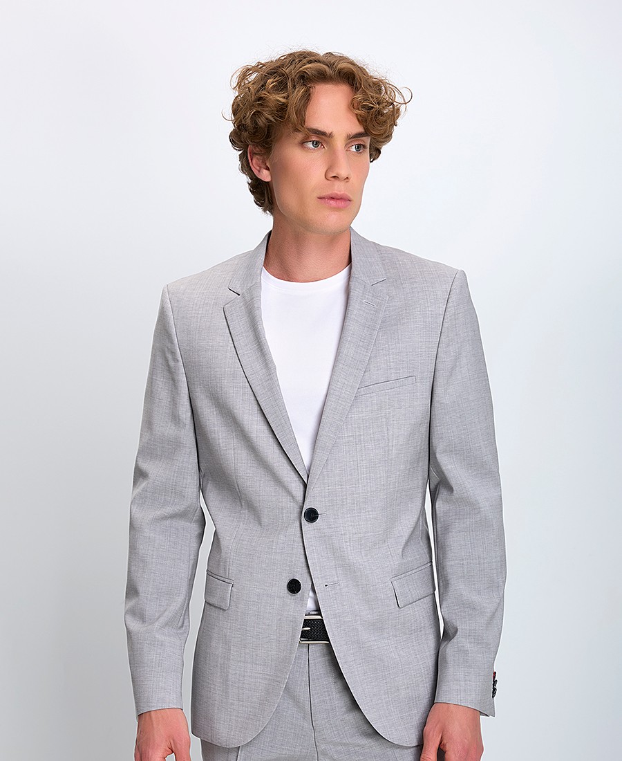 Hugo Hugo Ανδρικό Σακάκι Extra-Slim Fit Από Μελανζέ Παρθένο Μαλλί